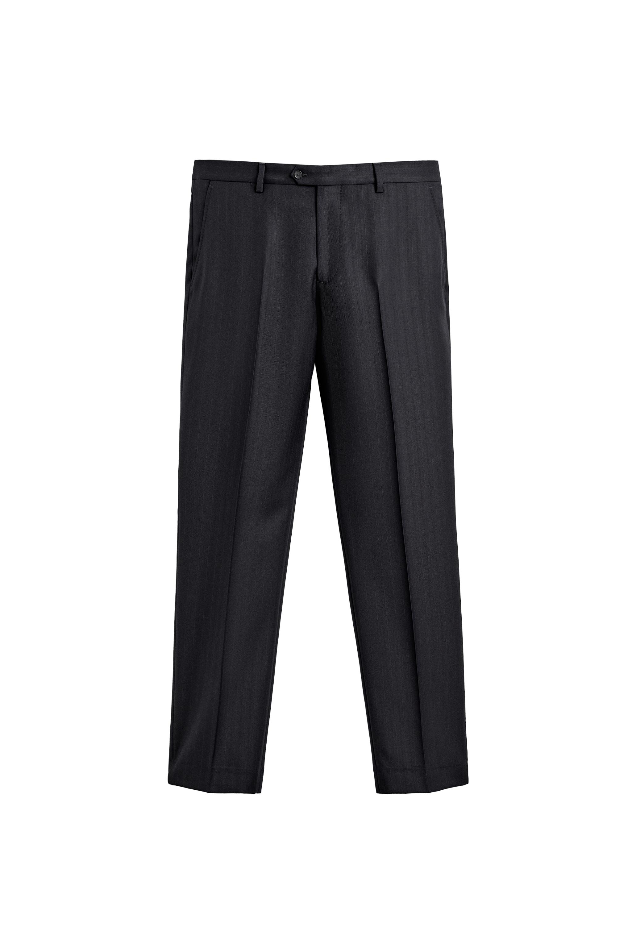 PANTALON DE COSTUME À RAYURES 100% LAINE